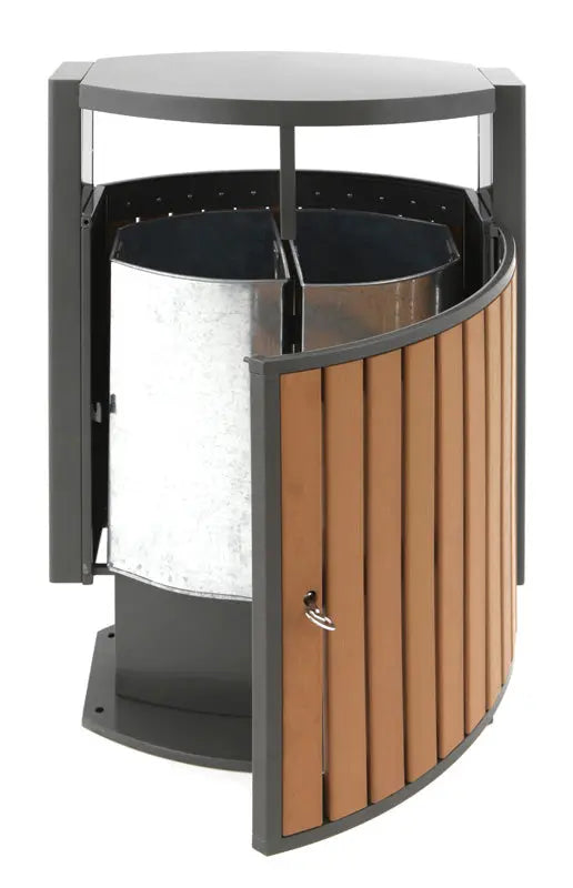 Poubelle d'extérieur tri sélectif imitation bois