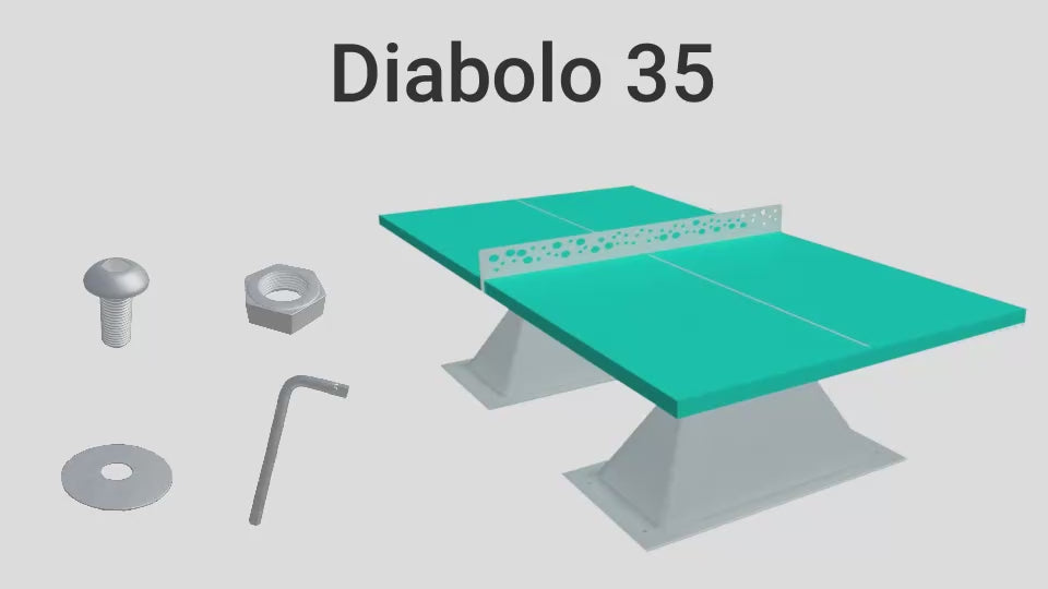 Charger la vidéo : Vidéo de montage de la table de ping-pong extérieure Diabolo, plateaux 35 et 60 mm