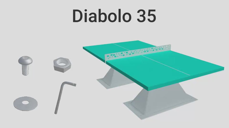Vidéo de montage de la table de ping-pong extérieure Diabolo, plateaux 35 et 60 mm