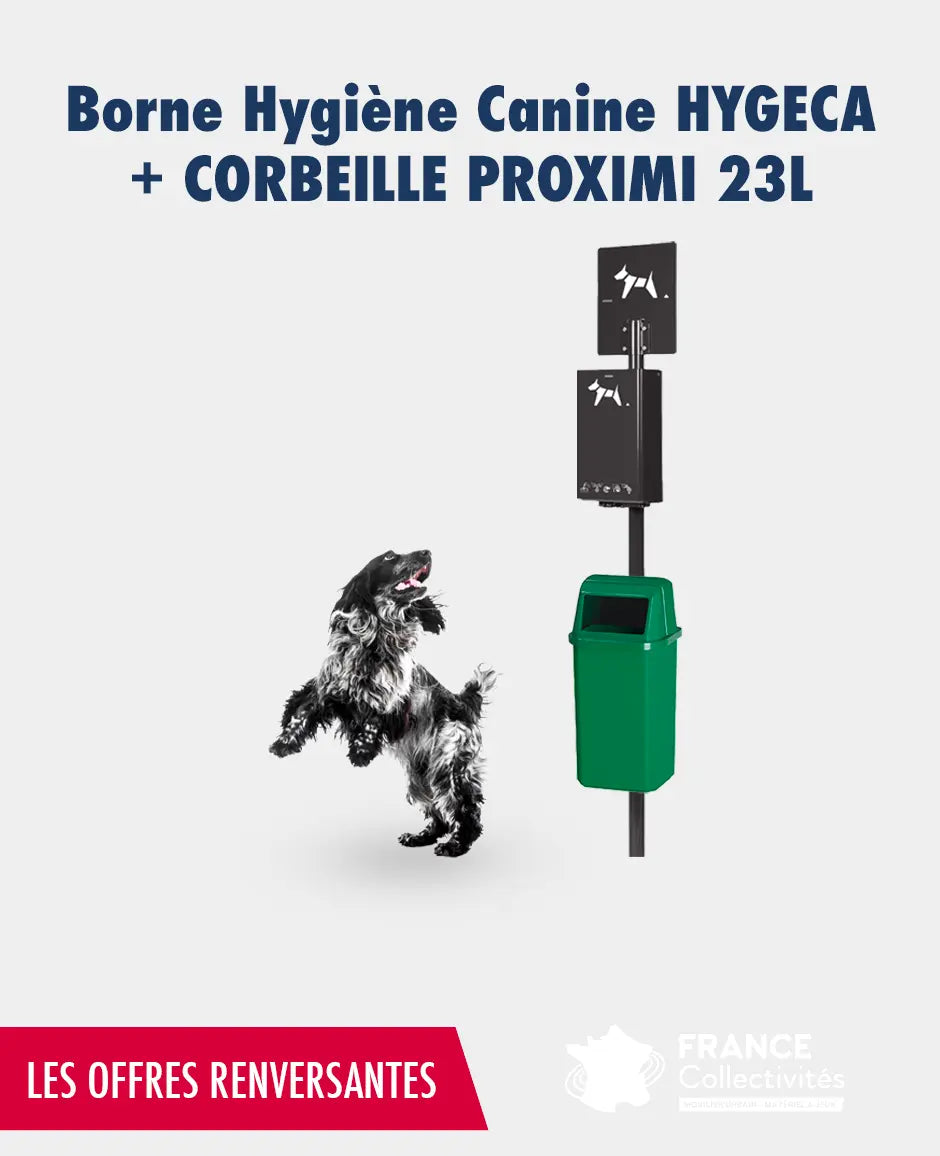 Promo borne hygiène canine Hygeca + corbeille Proximi 23L Rossignol