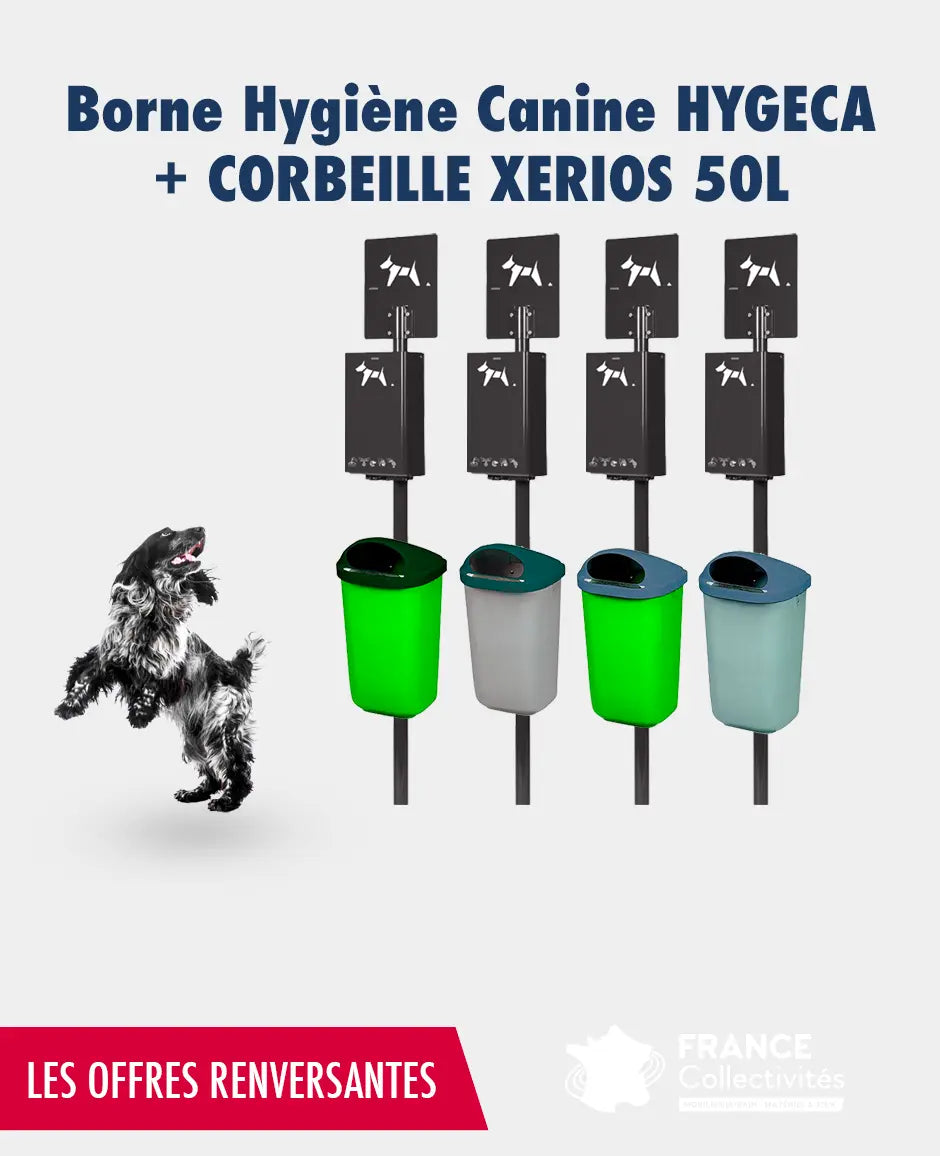 Promo borne hygiène canine Hygeca + corbeille xerios 50L Rossignol