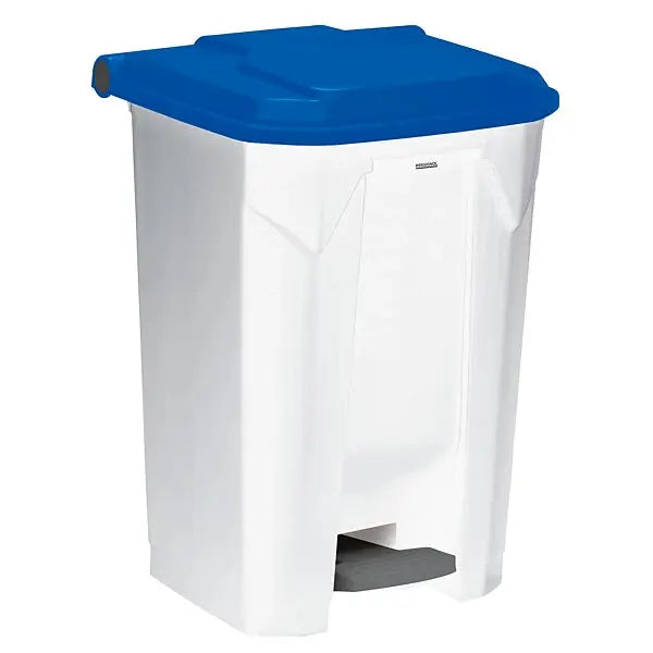 Poubelle à pédale HACCP Utilo Rossignol 80 L, corps blanc, couvercle bleu