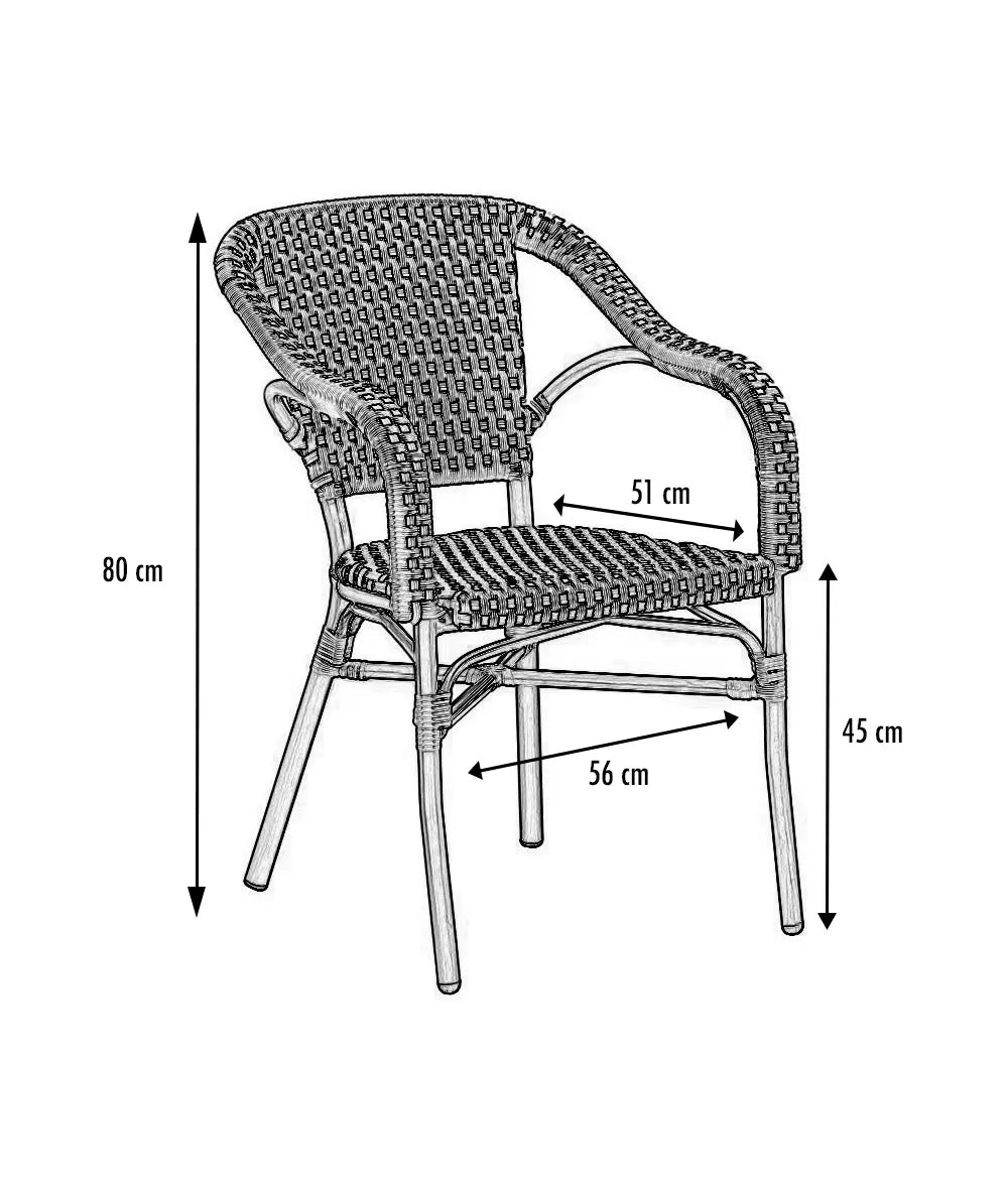 Fauteuil alu tressé Monza france collectivités