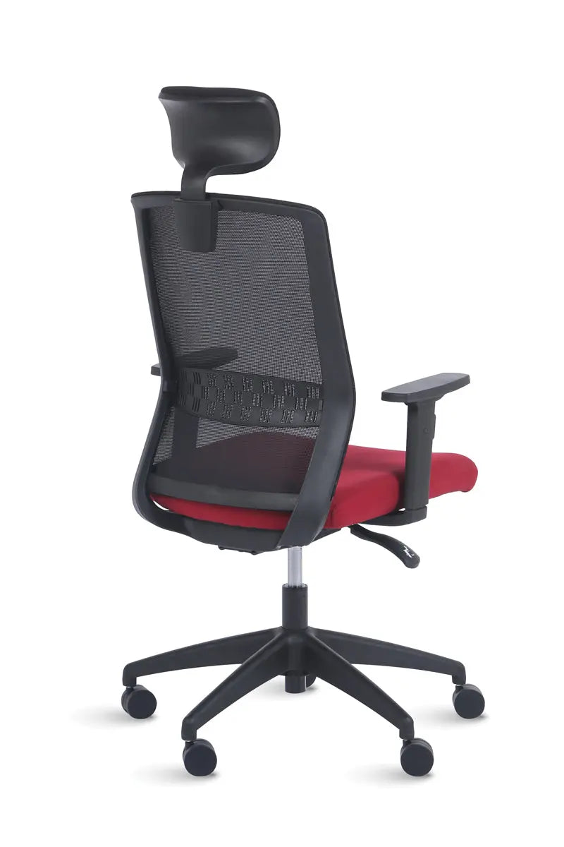 Fauteuil Scott avec appui-tête intégré et roulettes bicolores nylon