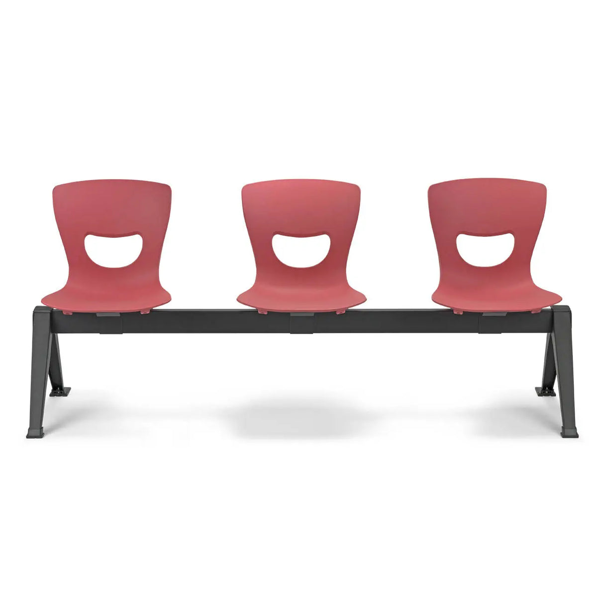 Banquette poutre Smil 3 places, assises polypropylène corail