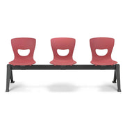 Banquette poutre Smil 3 places, assises polypropylène corail