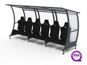 Abri de touche premium certifié FIH, hauteur 2 m, sièges baquets, 6 à 10 joueurs