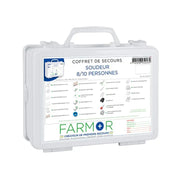 Coffret de premiers secours Soudeur SOU 2530 PP Farmor rigide en polypropylène blanc, poste de soins mural 8/10 personnes