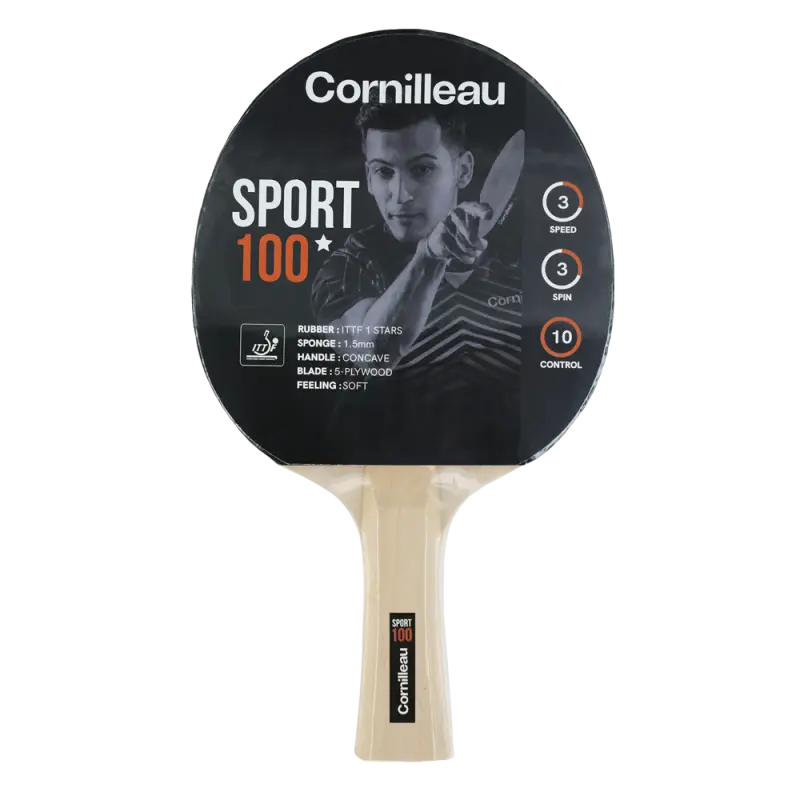 Raquette Sport 100 à revêtement homologué ITTF 1 étoile
