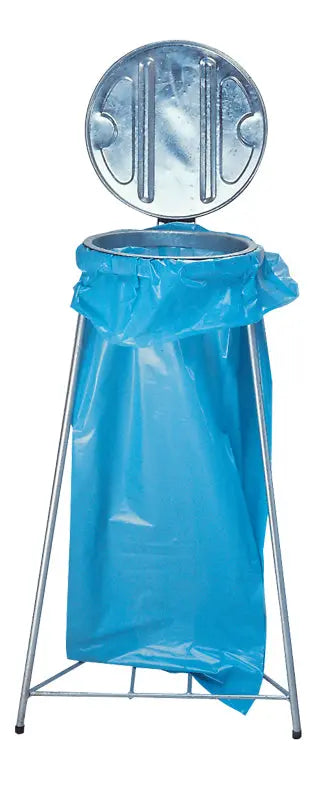 Support de sac 60 litres en acier galvanisé avec couvercle – France Collectivités