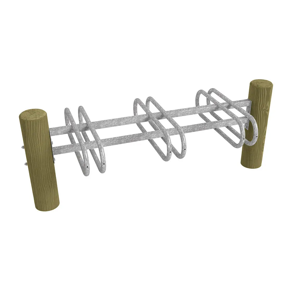 Support vélos Turin acier et bois en version 3 places, double face