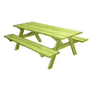 Table de pique-nique Munich II en bois de pin traité autoclave avec bancs intégrés pour extérieur
