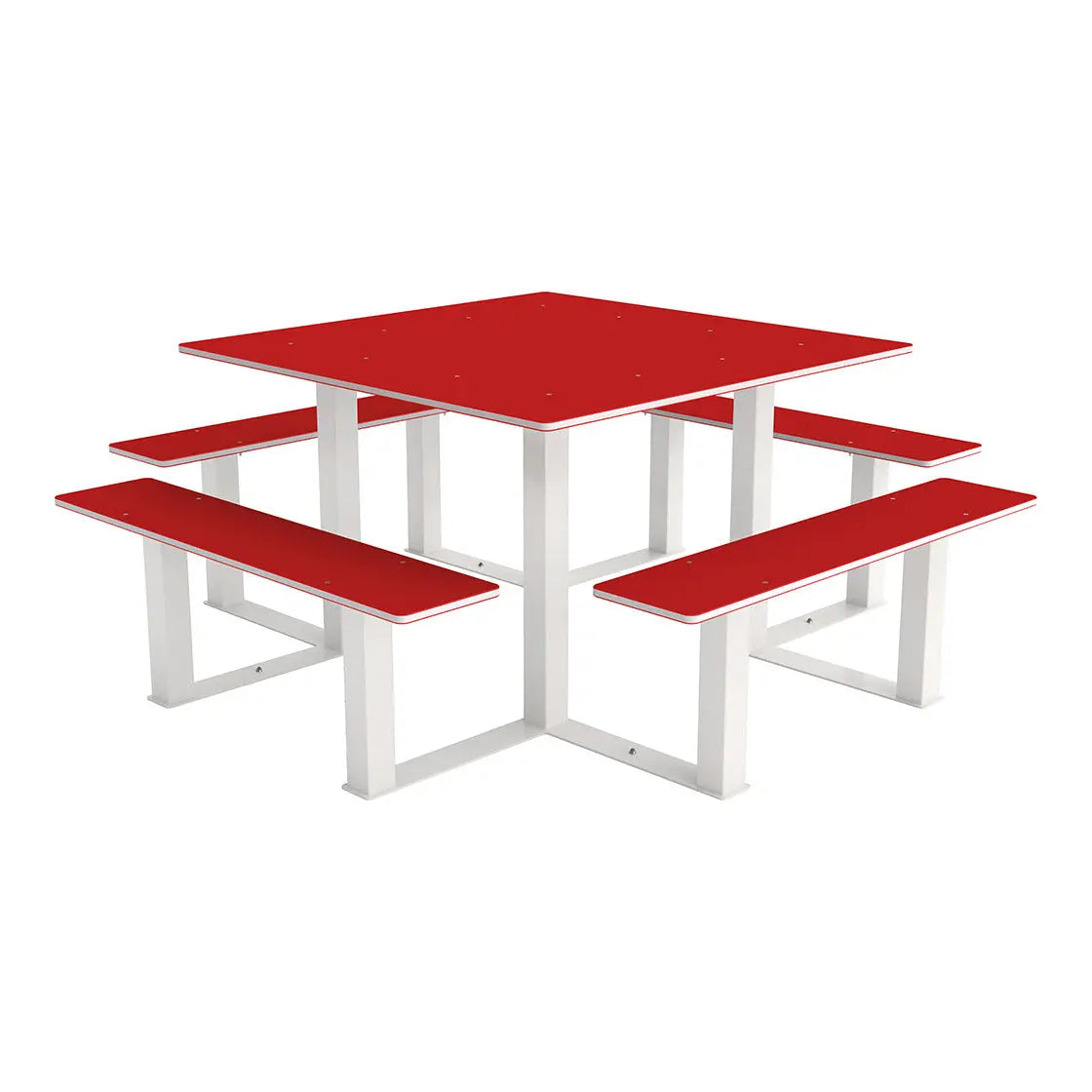 Table de pique-nique carrée Rome, Rouge – France Collectivités