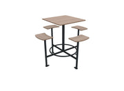 Table haute Moka 4 places en compact chêne clair, assises hautes et repose-pieds