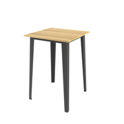 Table haute Selim carrée en lattes de bois de robinier sur piètement acier anthracite, Buton Design