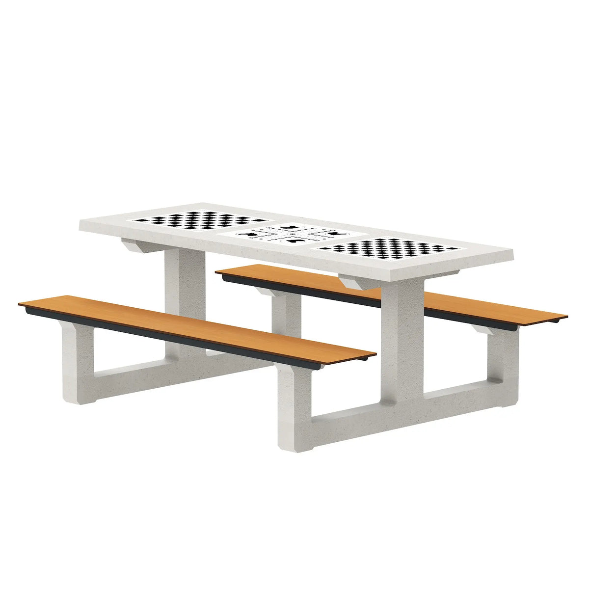 Piony 6 places blanc sablé avec assises compact aspect teck