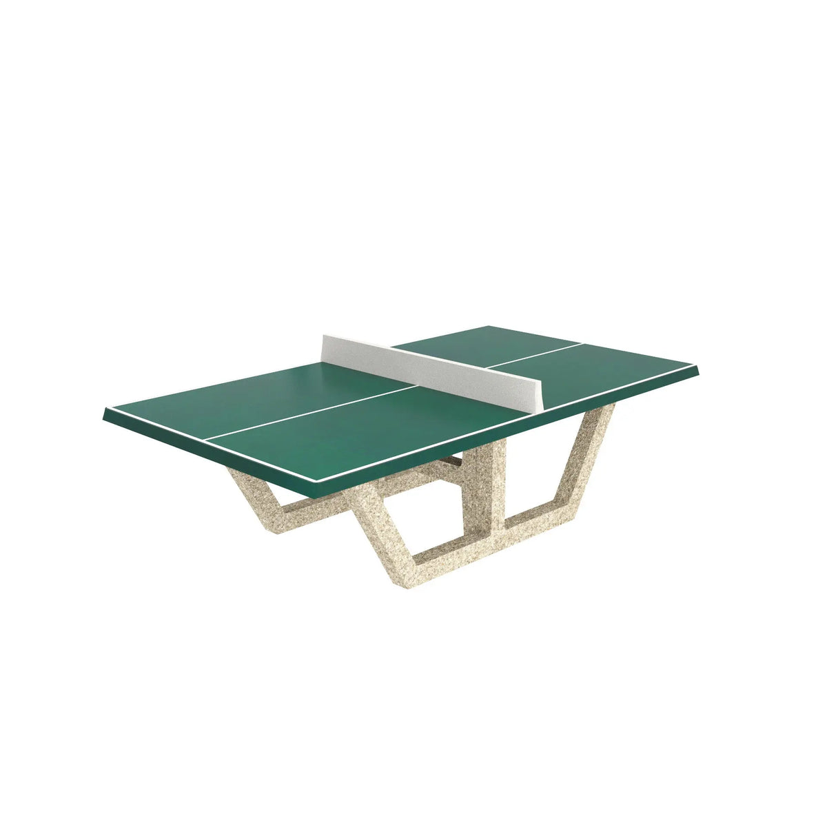 Table de ping-pong Ponga en béton gravillons lavés, plateau vert et bandes blanches