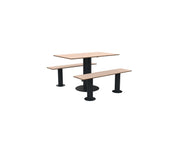 Table Moka 4 places et deux bancs séparés en compact chêne clair