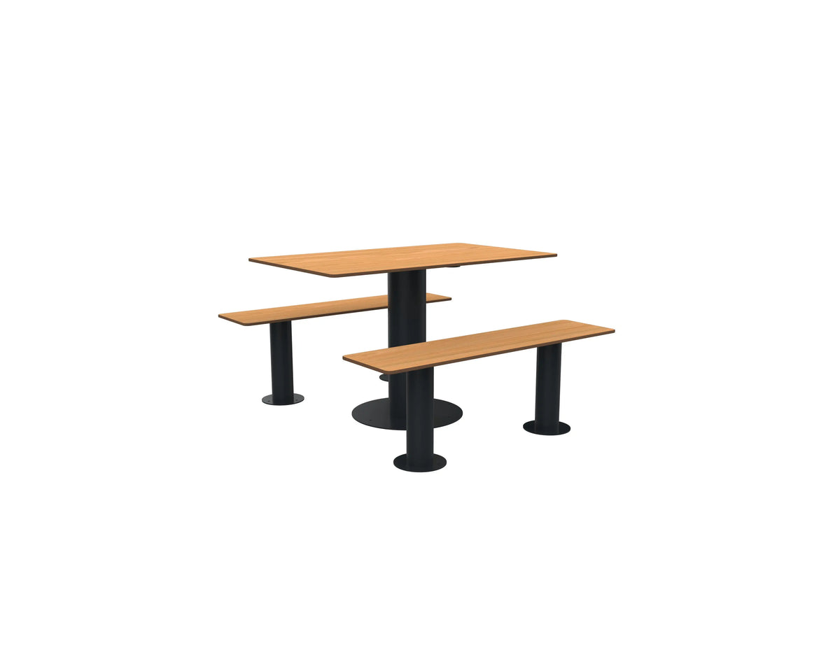 Table de pique-nique à bancs séparés aspect teck, Buton Moka 4 places