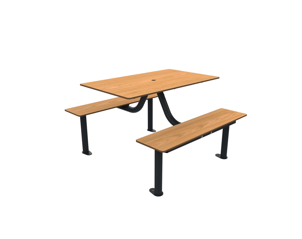 Table pique-nique 4 places aspect teck, bancs intégrés, Buton Moka