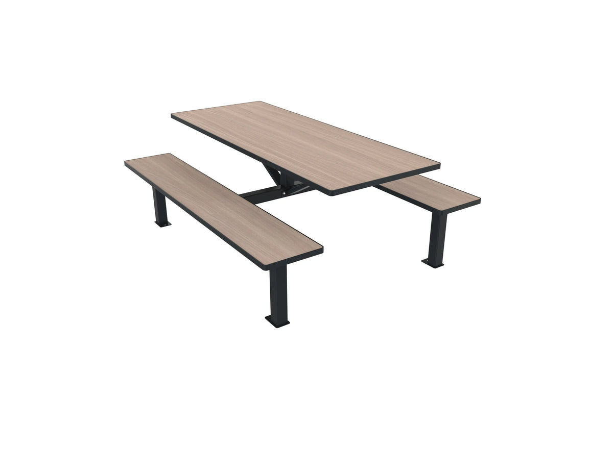 Grande table de pique-nique Orpin 8 places en compact chêne clair sur piètement acier anthracite