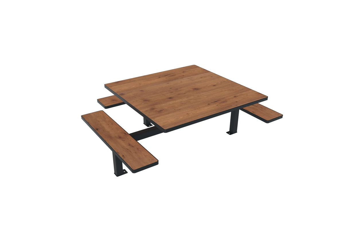 Table monobloc accessible 7 places, compact pin tyrol et structure acier anthracite
