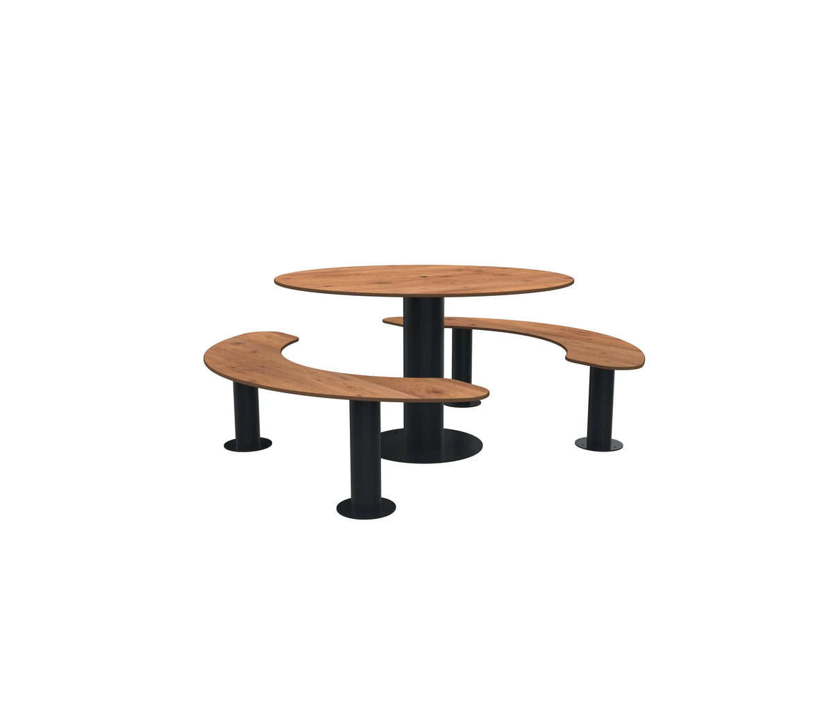 Ensemble rond 6 places à bancs indépendants en compact pin tyrol