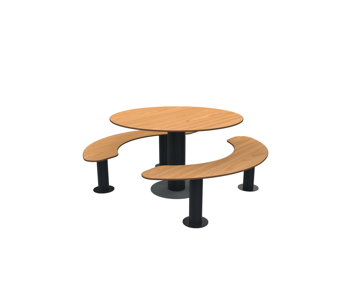 Ensemble rond teck avec trou de parasol Ø 50 mm et assises indépendantes