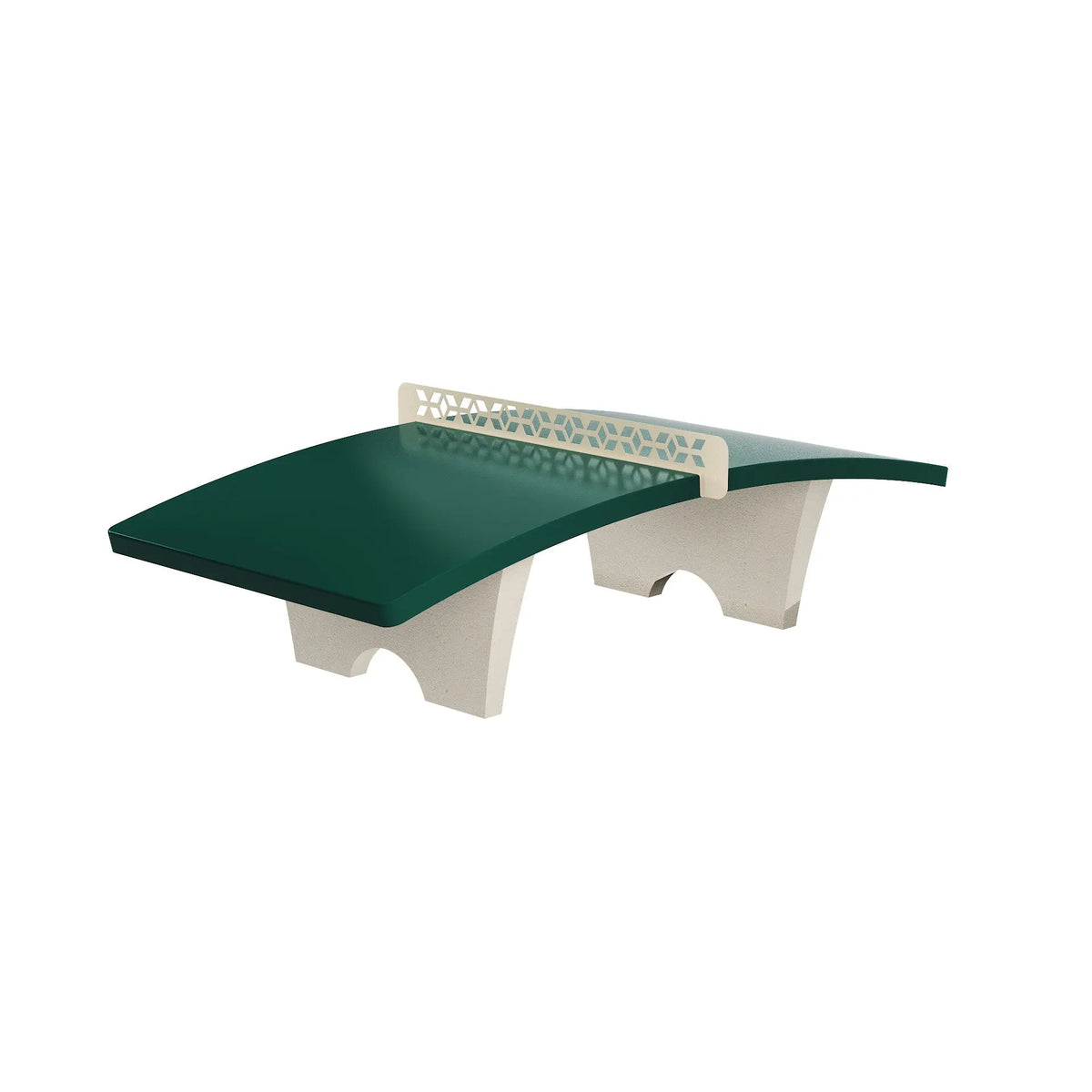 Table tennis-ballon Buton Balleo blanc sablé, filet métal blanc à découpes géométriques