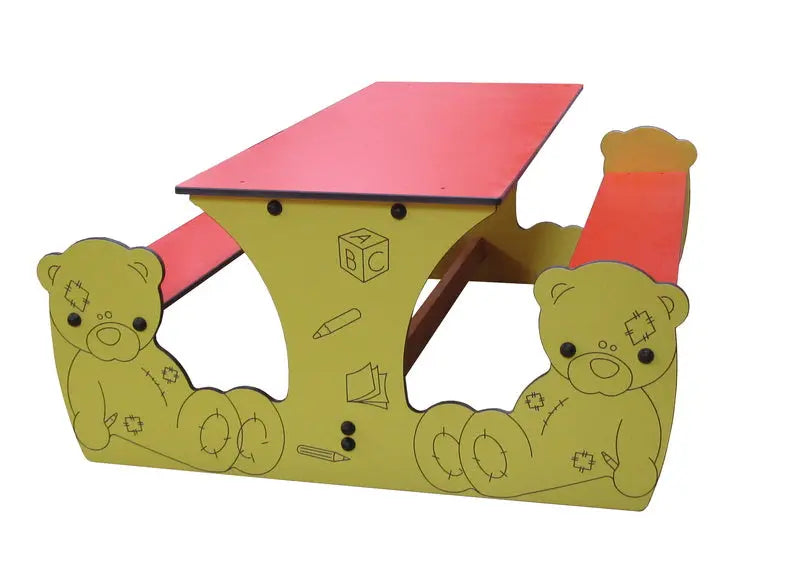 Table bancs ourson 6 enfants compact stratifié