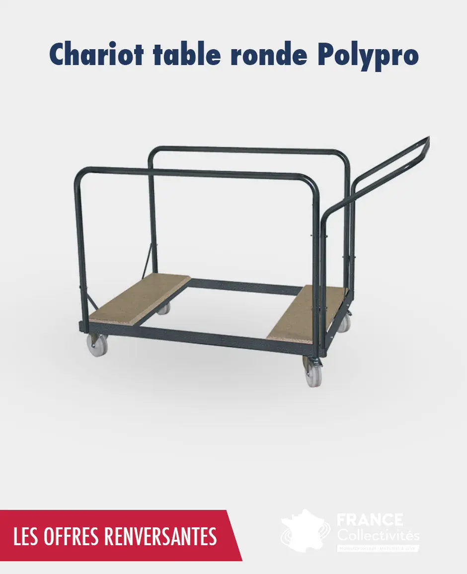 Promo 12 tables rondes 180 cm pliante polypro + 1 chariot france collectivités