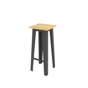 Tabouret haut d'extérieur Selim, assise en bois de robinier et pied acier gris anthracite