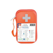 Trousse de secours Électricien 4 personnes Farmor en PU orange fluo avec croix rétro-réfléchissante et accroche ceinture
