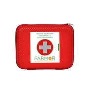 Grande trousse de secours Universelle 10/20 personnes Farmor en PU rouge fluo avec croix rétro-réfléchissante et poignée