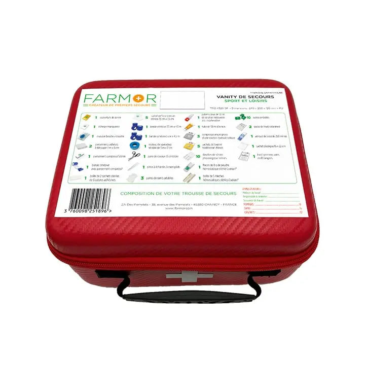Vanity de secours Farmor Sport et loisirs TRO 4520 SP rouge fluo à quatre croix rétroréfléchissantes pour clubs sportifs