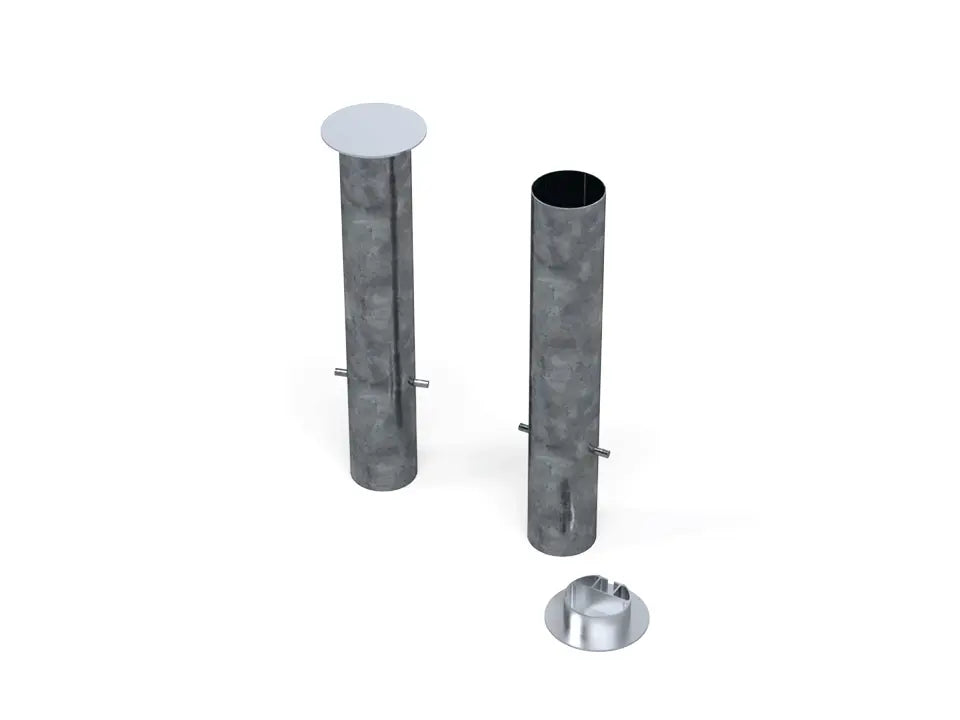 Fourreaux à sceller pour buts de foot, acier ou aluminium, Ø 80 à 120 × 100 mm