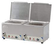 Bain-marie chauffe-saucisses double à deux cuves GN 1/2 en inox