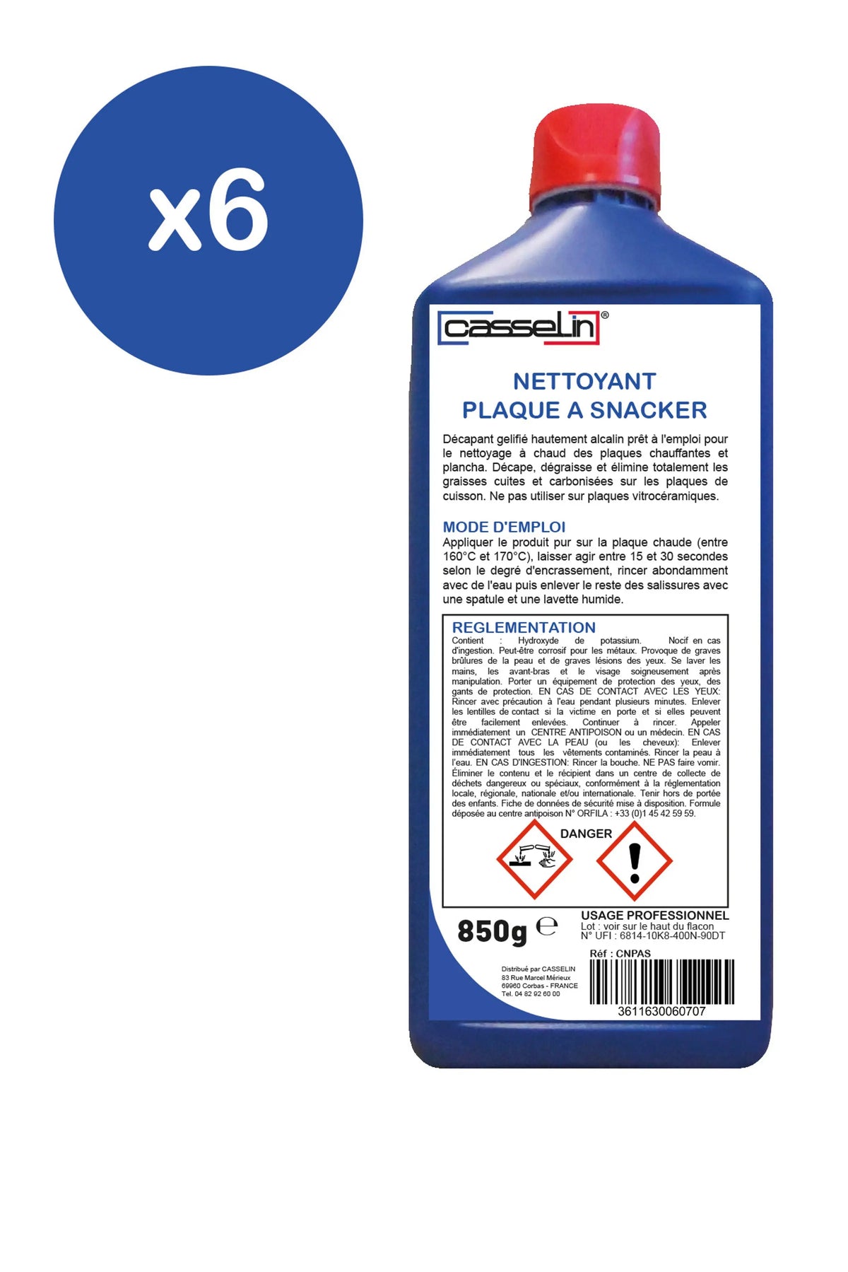 Lot de 6 flacons de nettoyant décapant pour plaque à snacker