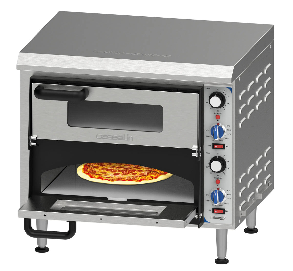 Four à pizza électrique 2 chambres 35 cm en inox avec pierre réfractaire