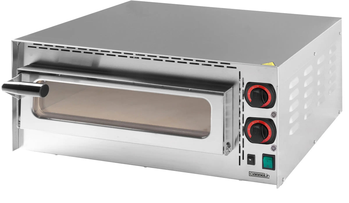 Four à pizza compact 400 °C 1 chambre en inox avec pierre réfractaire
