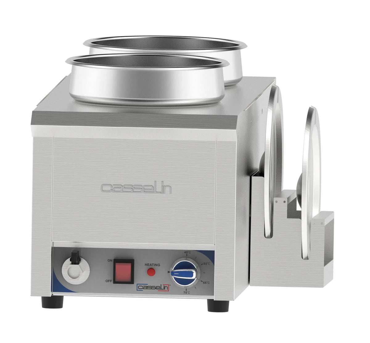 Bain-marie à sauce au bain d'eau 2 cuves inox de 7,5 L avec couvercles