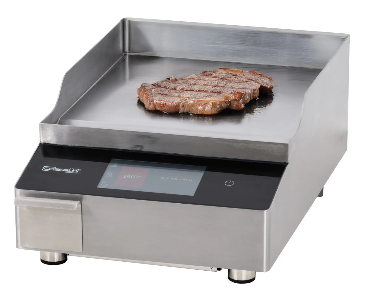 Plaque à snacker à induction avec écran tactile et surface en acier carboné