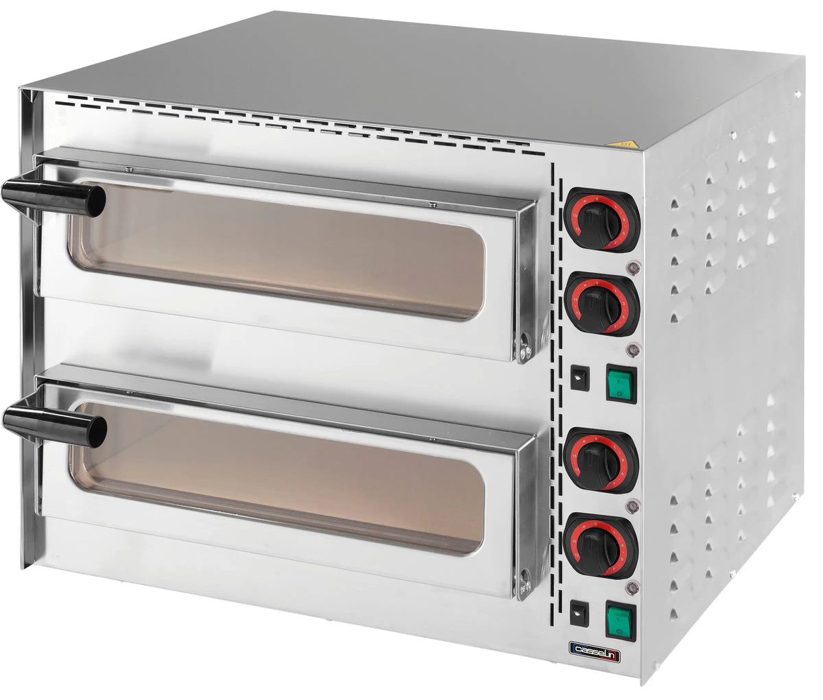 Four à pizza compact 400 °C 2 chambres en inox avec pierre réfractaire