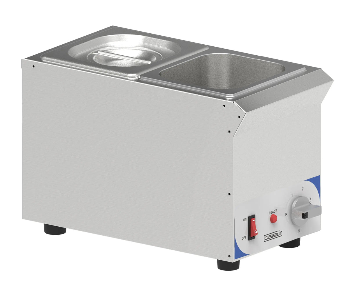 Bain-marie à sauce compact 2 bacs GN 1/6 inox, couvercles et louches inclus