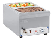 Bain-marie électrique GN 1/1 profondeur 150 mm en inox, équipé d'une vanne de vidange