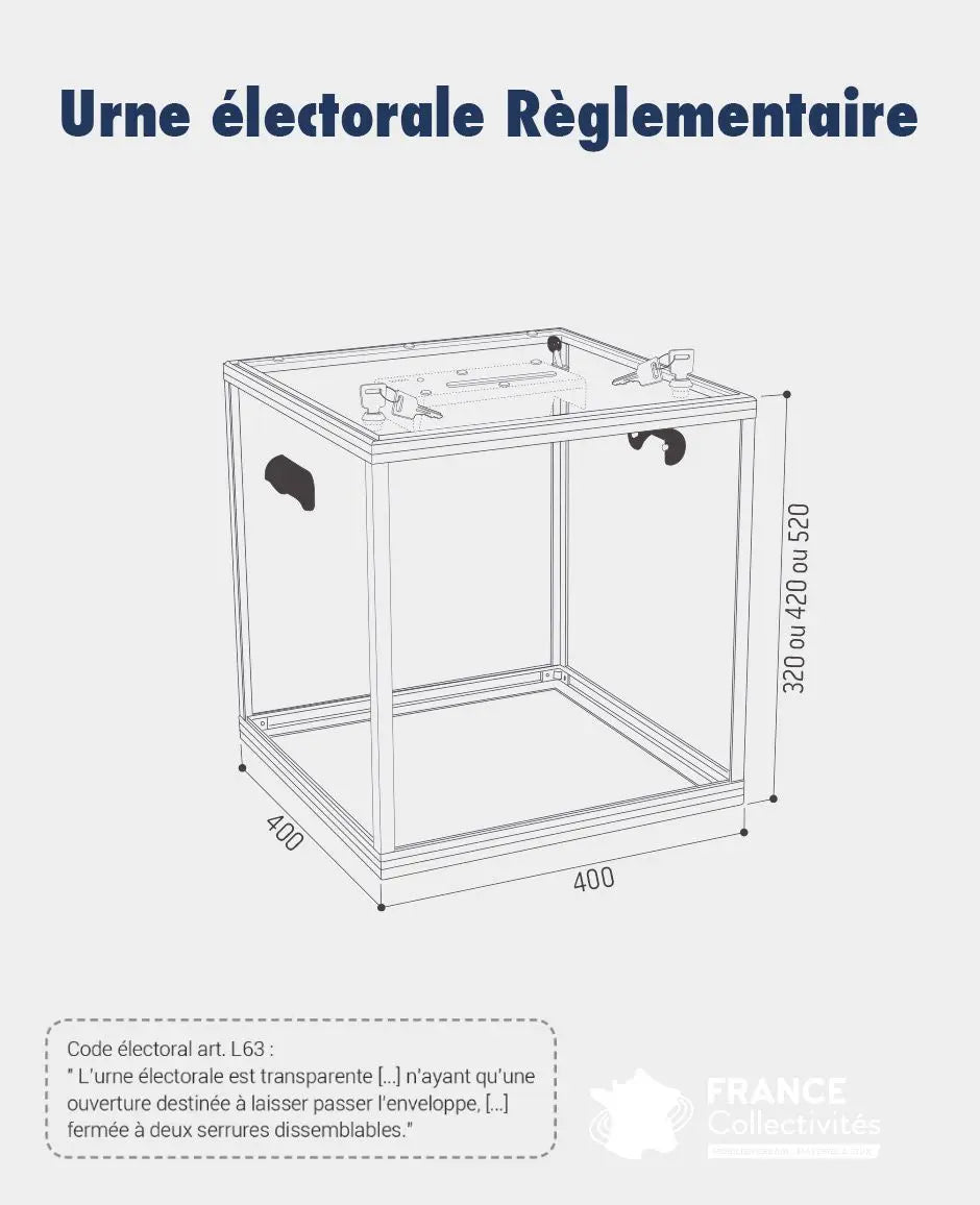 Urne électorale réglementaire 1200 - 1600 bulletins france collectivités