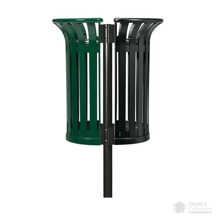 Corbeille Tulipe demi ronde 2x35L sur poteau