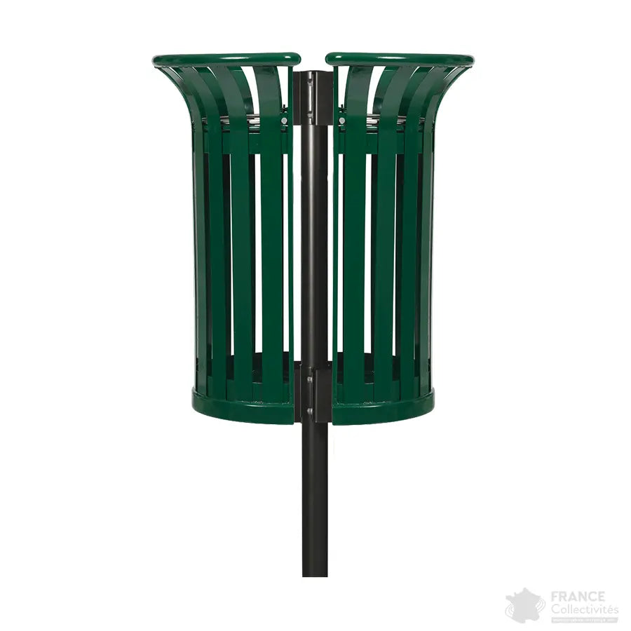 Corbeille Tulipe demi ronde 2x35L sur poteau