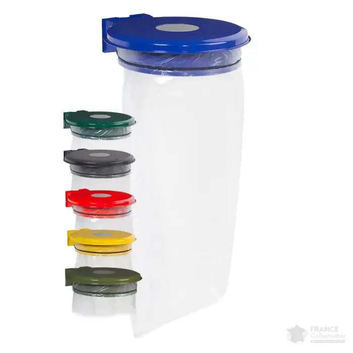 Support sac 2 x 110L avec couvercle sur poteau centré france collectivités