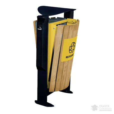 Corbeille façade bois sur pied 2x60L Arkéa